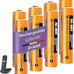 ZZWJBCYLE 8 Pack Ni-MH AAA Rechargeable Battery for Panasonic, 1.2V 630mah HHR-65AAAB AAA Battery for Panasonic Cordless Phones, Remote Controls, Electronics-image-58
