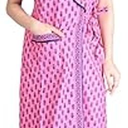 Cotton Robes,Housecoat, Nighty, Sleepwear, Night Gown for Women Ladies House Coat, Front Open Adjustable 38-Parent-image-21