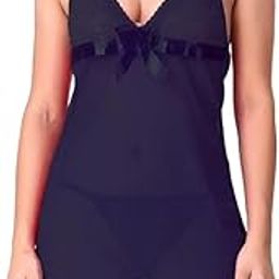 Elegant Sheer Lace Babydoll Nightwear with Matching Thong for Women-image-11