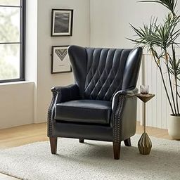 Comfinia Ameliah Faux Leather Wingback Club Chair for Office & Home Navy-image-134