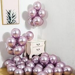 Flyloons 25 pcs Light Pink Metallic Chrome Balloons for Birthday Decoration items celebration Anniversary Girls Boys Men Women-22