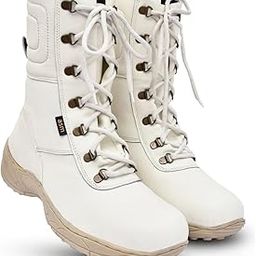 SNOW BOOTS : White Leather Waterproof 10 Inches Long Boots with Memory foam footpad. Article -704waterproof-image-67