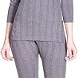Charcoal Melange Round Neck 3/4Th Sleeves Upper and Lower Thermal Set for Women - Pack of 1 (#UpprLwrSet-100cm)-image-40