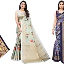 yashika Women's Combo Art Silk Printed Saree With Unstitched Blouse Piece |saree for Women | saree combo | New Sari | Latest Saree_C_66_MATWLI_NVY_PUDINA_BLU_SWATI_NVY-picture-4