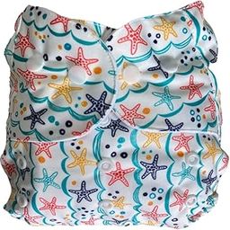 The Mom Store Baby Cotton Reusable Cloth Diaper | With 4 Layer | Ultra Thin Inserts Pad And Adjustable Snap Buttons | For New Born Babies | 3 Months -3 Years (Pack Of 1) Starfish Print-21