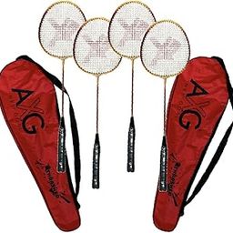 AXG Thrasher Set of 4 with Covers Strung Badminton Racquet (Red Yellow)-3