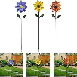 ATORSE Sunflower Standing Wind Sculpture with Stake for Yard Art Decor Height 116cm Blue-image-81