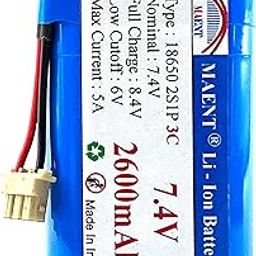 MAENT® 7.4V 18650 Lithium ion Rechargeable Battery 2S1P with 5264 pin 8.4V for POS Swipe Industrial Machine - 3C Rated (3 Pin 2 Wire, 2600 mah)-image-0