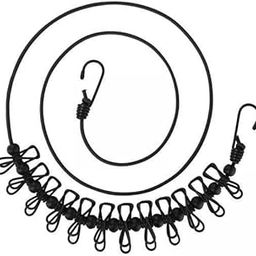 ATORSE 2xStretchy Retractable Elastic Laundry Clothes Line for Hotel Camping Backyard Black-image-3