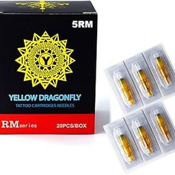 Gadgetsden Yellow DragonFly Tattoo Cartridge Needle with Membrane Cleaned Round Magnum Permanent Makeup for Tattoo Supplies Cartridge Machine Pens 1205RM (20 Pcs Box)-image-75