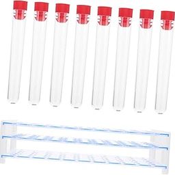 FELTECHELECTR Disposable Plastic Test Tubes with Ergonomic Caps and Detachable Rack for Science Experiments Liquid Storage and Educational Use Tubes with Random-image-44