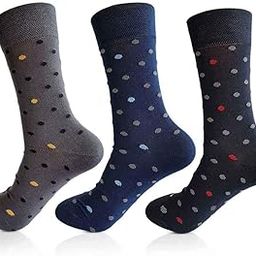 Cotton Polka Dots Mercerised Crew Length Socks, Pack of 3, Black Navy Grey-image-84