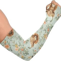Cooling Arm Sleeves for Men Women UV Sun Protection Arm Covers Buffalo Cows Flower Compression Sleeves Sports Football Golf Cycling-image-99