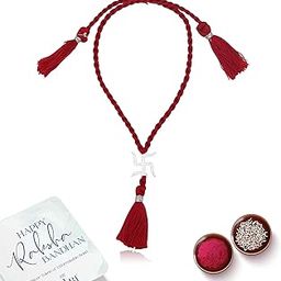 925 Sterling Silver Divine Swastik Rakhi Cotton Thread | Rakshabandhan Rakhi With Greeting Card & Roli Chawal and Certificate of Authenticity 925 Silver-image-54