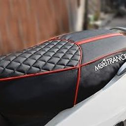 Mototrance PU Leather Designer Bike Scooter Seat Cover (MTSC-303-BLRD) Compatible with Bajaj CHETAK -Black Red-picture-21