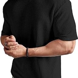 Mens Solid Dotted Unique Design Oversized Tshirt for Men - Round Neck Loose Fit Drop Shoulder Mens T-Shirt-image-50