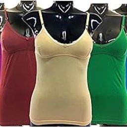 Non Padded Cotton Bra Camisole for Women's/Ladies with Adjustable Strap Slip Spaghetti Top Innerwear(VOLITE,Marron,Blue,Sandel,Green) Combo Piece of 5-image-50