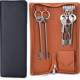 Sarvika Collection 32.50cm pack of 2 PU Leather Key Case Wallet Keychain Men & Women Key Pouch Holder, Durable Bank Locker Key Pouch (Black:Brown)-4