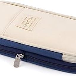 Pen Pencil Case with Zipper Clear Makeup Color Pouch Cosmetics Bag Multi-Purpose Travel School Teen Girls and Boys Transparent Stationary Bag Office Organizer Box for Adluts (Dark-Blue)-image-49