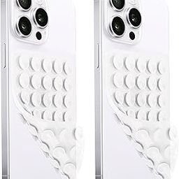 LvShuLiangPin 2 Pack Silicone Suction Cup Phone Case Mount Double Sided, Hands-Free Strong Grip Silicon Phone Holder, Non Slip Phone Accessories for Selfies and Videos (Translucent)-14