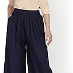 Regular Fit Rayon Palazzo with Side Pocket | Loose Fit Flared Wide Leg Plazzo Pants for Women and Girls | Ideal for Casual, Office,Travel-image-93