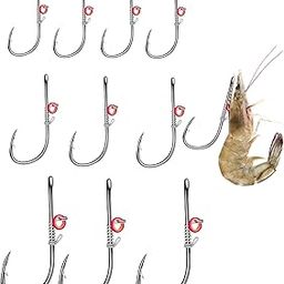 10Pcs Fishing Hook, Fishing Hooks, Fish Hook Live Shrimp Hook Set,Carbon Steel Barbed Fish Accessories Freshwater Saltwater,Bass Carp Catfish Bait, Shrimp Lure-picture-16