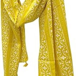 Ruma Luxe Luxury Stole for Women| Scarf with tessels| Sutiable for Spring & Summer| Cotton Rayon Blend| Yellow-image-87