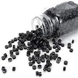 Micro Rings 5mm Black Silicone Lined 200 Pcs Links Beads Linkies for Pre Bonded I Tip Human Hair Extensions Feather Hair Extensions-image-31