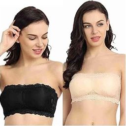 Women Strapless Seamless Bra Breathable Tube Bra Relaxed Fit Top Padded Bandeau Bra Bralette Wire Free Pack of 1 Free Size 28 to 34-image-1