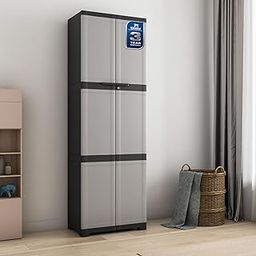 Nilkamal Freedom Mini Medium (FML) Plastic Cabinet for Storage| Space & Clothes Organizer| Shelves| Cupboard| Almari| Wardrobe| Living Room|Multipurpose for Home Kitchen & Office (Grey/Charcoal Grey)-7