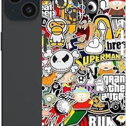 Compatible for iPhone 15 - Mobile Back Skin Sticker - Lamination - Back Screen Guard Protector Film Wrap (Coverage - Back+Camera+Sides) (Design - Sticker Bomb)-picture-12