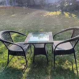 terraluxe 2+1 Outdoor Patio Furniture Set, Wicker Rattan Chairs with Glass Square Table, Balcony,Garden Powder Coated Frame uv Protected Wicker Chair [d8 Black 2+1]-image-76