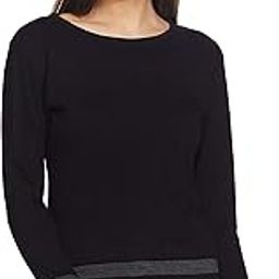 Black and Grey Stripe Round Neck Thumb Insert Cotton Blend T-Shirt for Women(HYPW01355)-image-72