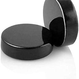 Black Metal Round Barbell Magnetic Non -Piercing Stud Earrings for Men and Boys-image-86