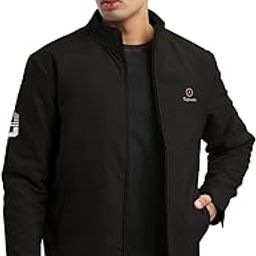 Men's Black Mock Collar Bomber Jacket-ZD-3413_Black-image-1