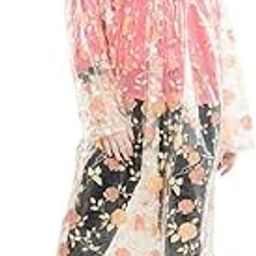 Women's Transparent Flora Printed Hooded Raincoat with Hidden Collar Pocket for Cap-picture-45