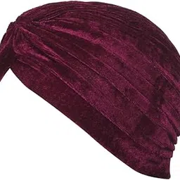 bismaadh Soft Velvet Twisted Pleated Pre Tied Knot Readymade Turban/Pagri Chemo Cap Head Wraps-Cover for Men�s & Women�s-picture-2