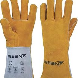 KEEAN ARC/MIG/TIG 14 inch Welding Gloves Double Thumb Padding High Temperature Hot Thermal Work Safety Protective Heavy Duty Heat&Fire Resistant at 500°C Leather Cut Proof Gaunlets Kevlar Stitching-image-13