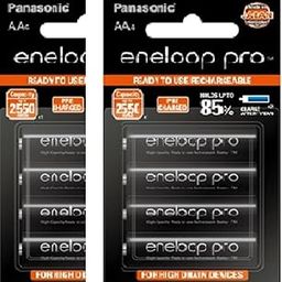 Panasonic BK-3HCCE/8BN Eneloop(Up to 2550 mAH) Pro AA high Capacity Ni-MH Pre-Charged Rechargeable Batteries, 8-Battery Pack-2