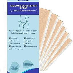 ZUMIE Silicone Scar Removal Sheets Post Surgery & Acne Scars Treatment-2 Month Supply Cica Care Gel Sheets Wound Repair Scar Silicon Soft Long Strips & Sheets (2pcs Scar repair tape)-image-26