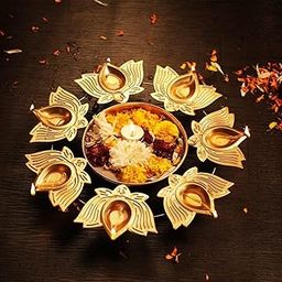 Handcrafted Decorative Urli Bowl Diya Shape Bowl for Floating Flowers and Tea Light Candles for Home,Office and Table Decoration | Diwali Decoration Items (12 inch, Lotus)-image-83