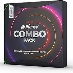 Manforce 3 in 1 Condoms Combo Pack, Assorted Flavours (Chocolate, Strawberry, Black Grapes, Mint & Melon flavoured condoms) - 20 Pieces (Pack of 5)-29