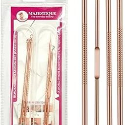 Majestique Blackhead Remover kit 4Pcs Proper Pimple Remover Tool - Blackhead Extractor Tool for Nose Face, Stainless Steel White Head Remover Kit for Men. Women -CMB530-49