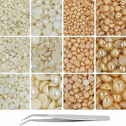 INDIKONB 6200 Half Cut Pearls for Jewellery Making Craft, Round Flat Back Pastable Acrylic Pearls for Art, Craft, Scrapbooking, Decoration-image-78