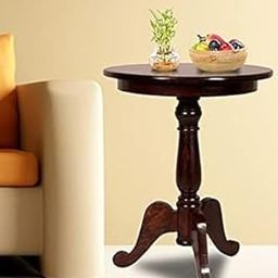 VeLivings Round Wood Sheeham Wood Coffee Table, End Table for Living Room, Beautiful Wooden Side Table/End Table/Plant Stand/Tea Table/Stool Living Room Furniture Round Shape (Dark Brown)-25