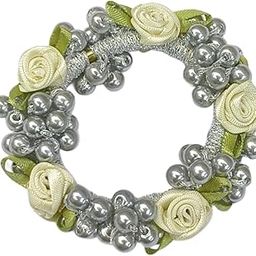 Rose Pearl Hair Band High Elastic Hair Tie Ponytail Hair Tie Fashion Sweet Headwear For Girls And Womens.-0