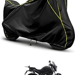GOSHIV Waterproof Motorcycle Body Cover for All Models | Bajaj Dominar 400 | Dustproof, UV Protection, Scratch Resistant | Buckle & Mirror Pockets for Outdoor Parking | Black-image-85