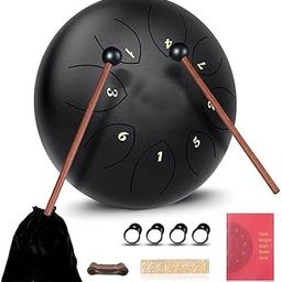 Truenix Steel Tongue Drum 8 Note, 6 inch Percussion Instrument Handpan Drum with Bag, Music Book and Mallets for Kids and Adults Meditation Musical Education Concert Mind Healing Yoga (Black)-picture-14