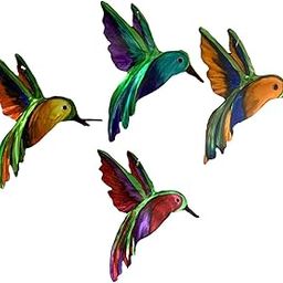 UJEAVETTE Handmade Hummingbird Wall Art Decor Metal Garden Decor Four Birds-image-75