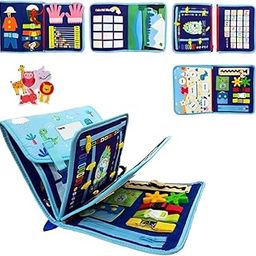 Wembley Busy Board Activity Binder Interactive Sensory Educational Toy for Toddlers Supports Fine Motor Skills & Creativity with Activities for Kids Soft Felt Busy Binder Birthday Gift - Dino Backpack-image-54